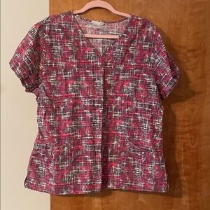 Women's Pink and Black Patterned scrub Top